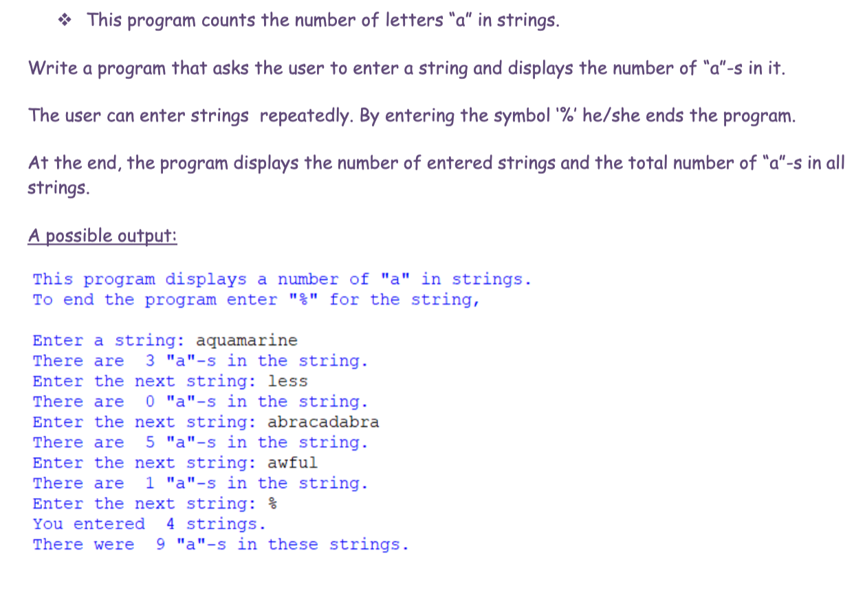 solve in simple python * This program counts the number of letters