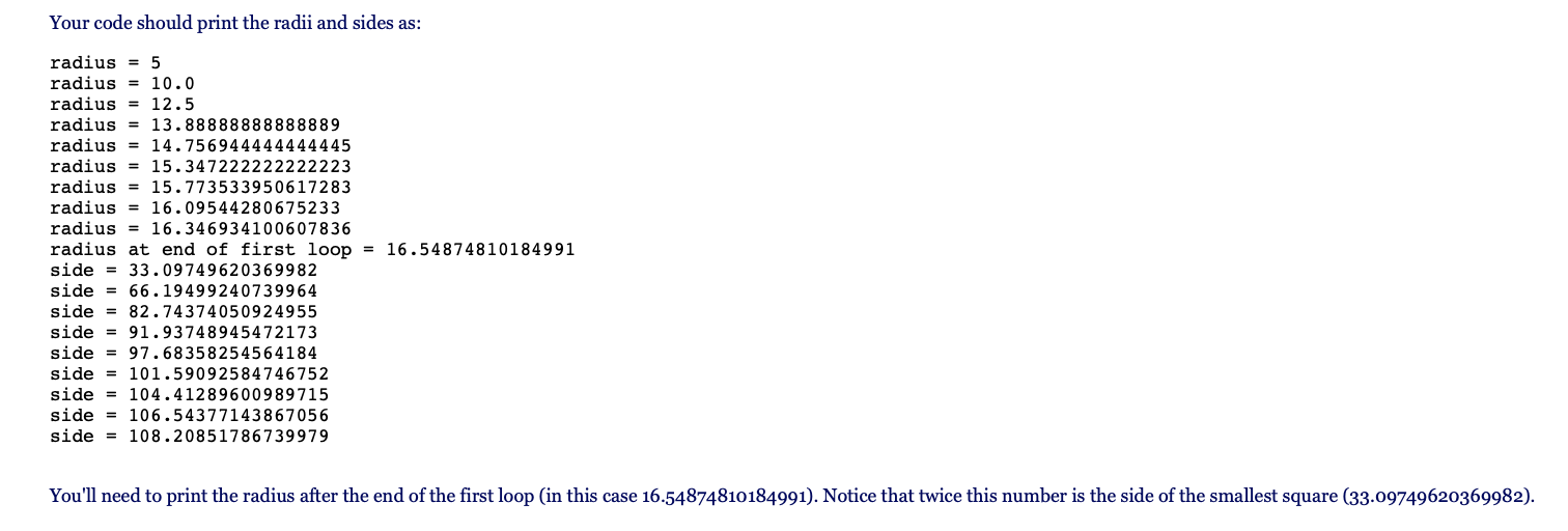 of center # You'll use this later r = 5 # Starting