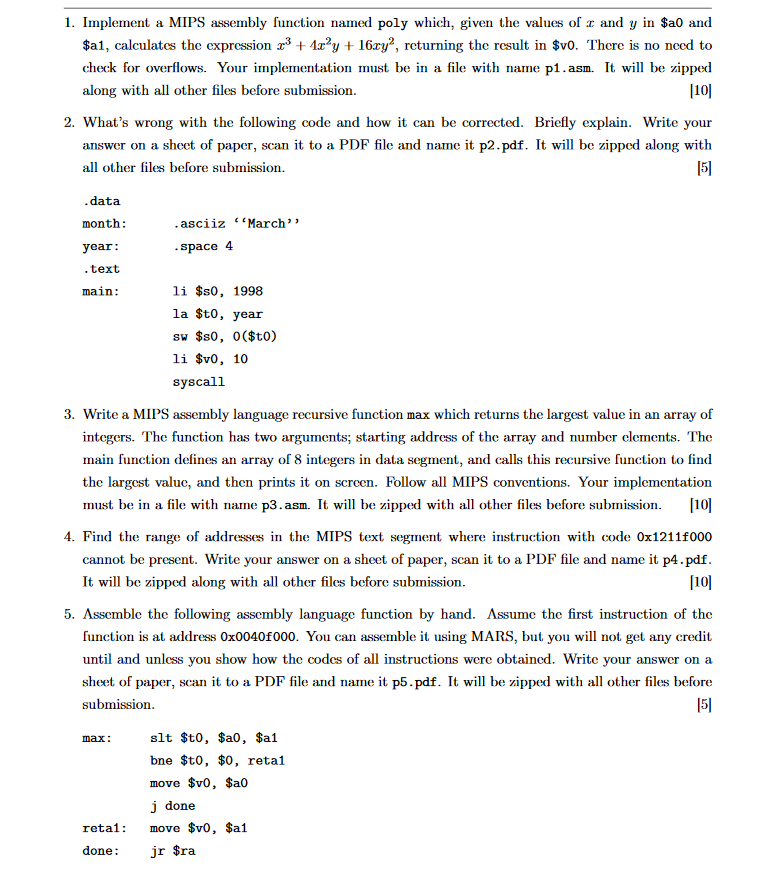 Please help I am very stuck in it 1. Implement a MIPS