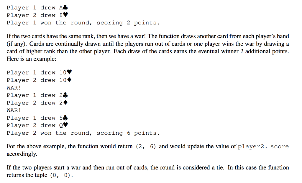 points) Complete the function play normal round (), which takes twos arguments,