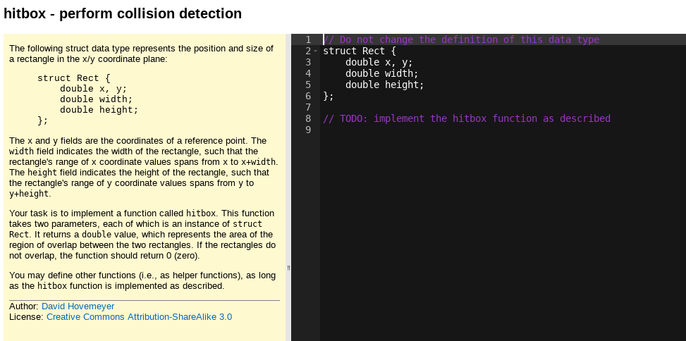 Need help programing this in C please. hitbox - perform collision detection