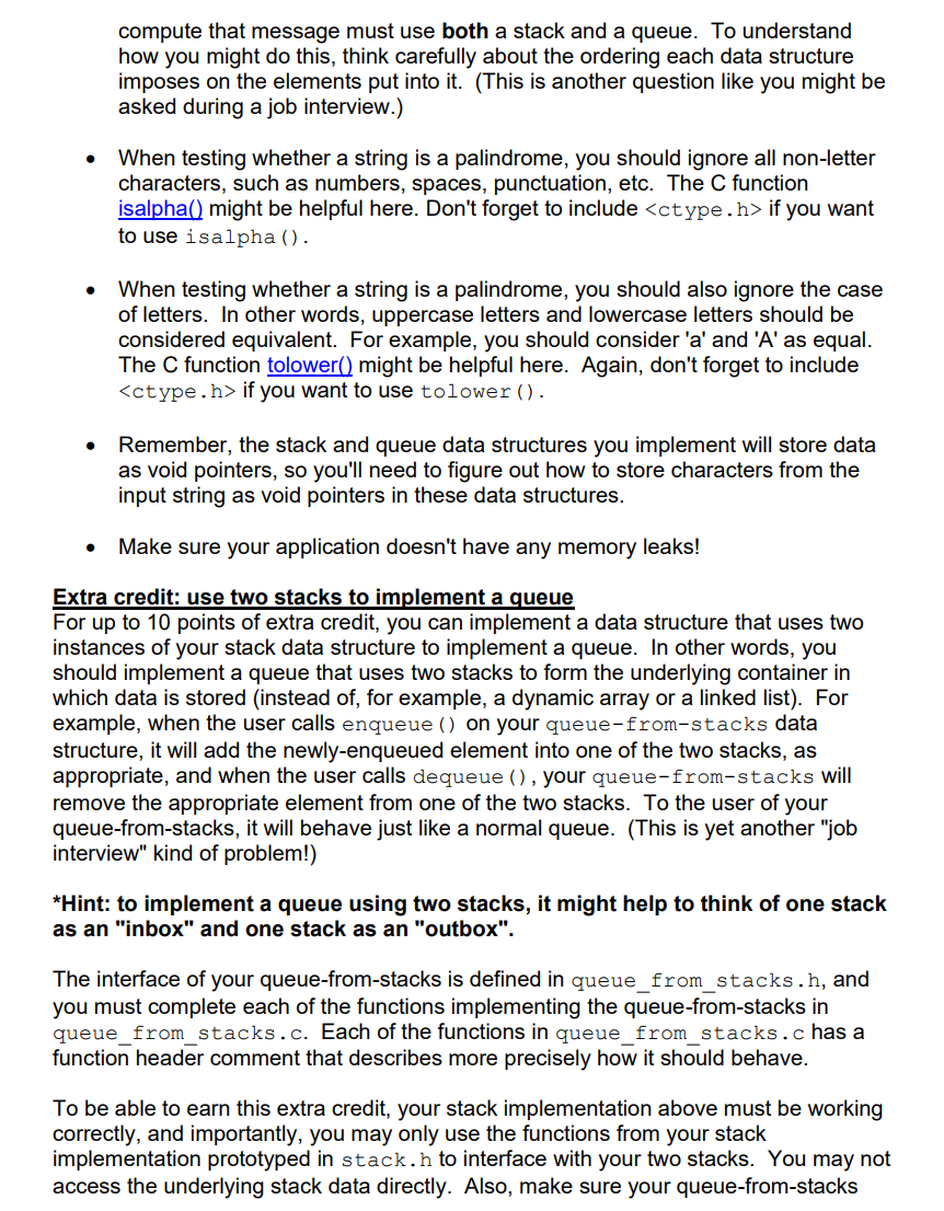 list implementation provided in list.h and list.c as needed to help implement