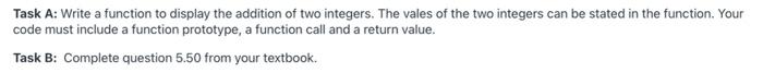  C Programming Language Task A: Write a function to display the