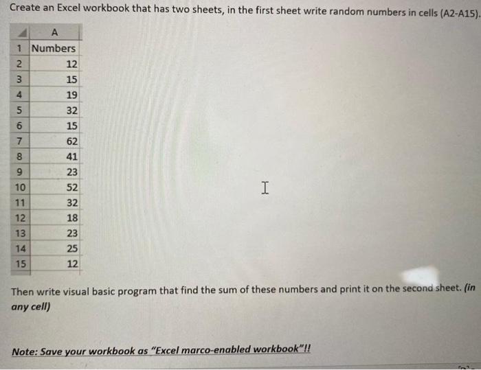  Create an Excel workbook that has two sheets, in the first