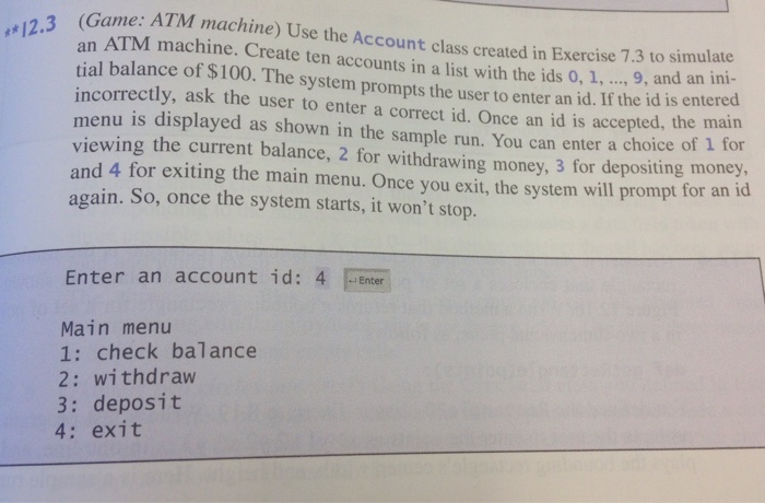  In Python Programming: Game: ATM machine) Use the Account class created
