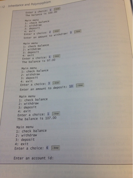 in Exercise 1.3 to simulate an ATM machine. Create ten accounts in