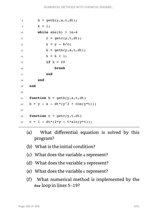 2 y=1; , t=0; dt = 1e-4 ; for i = 1:8e3
