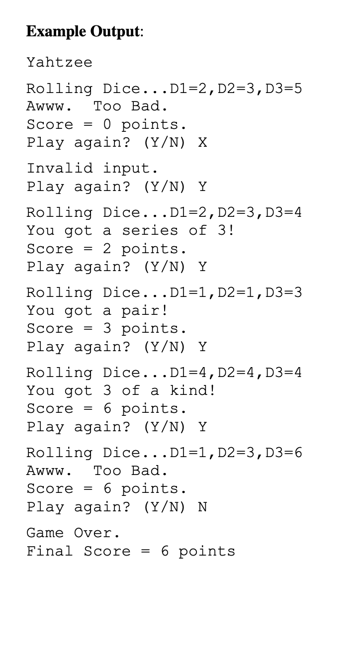 the following class diagram for your program: Player Die Diell) dice int