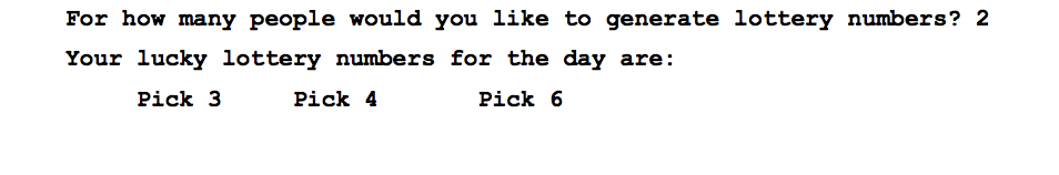 Write a program that generates lottery numbers. Use the Random class to