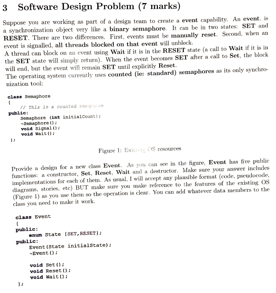 Software Design Problem (7 marks) Suppose you are working as part