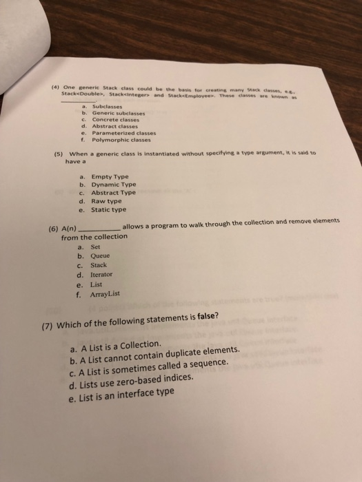  (4) One generic Stack class could be the basis for cresting