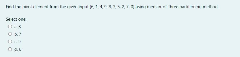 Find the pivot element from the given input [6, 1, 4,