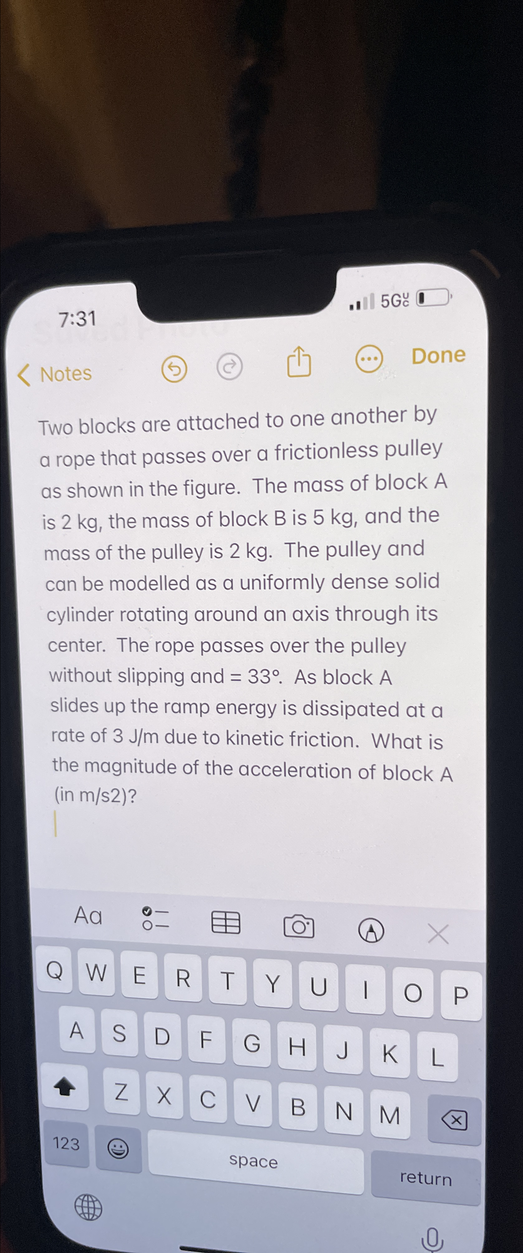 7:31\ 5G_(c)^(U)\ Notes\ (5)\ (C)\ (.)\ Done\ Two blocks are attached
