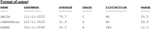 from an input file named infile. The program then computes a weighted