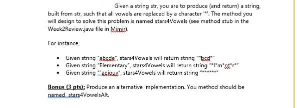 jJAVA Given a string str, you are to produce (and return) a