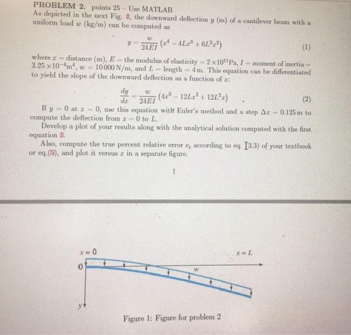  Give the matlab code for this question PROBLEM 2. points 25