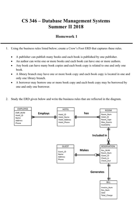  CS 346 - Database Management Systems Summer II 2018 Homework 1
