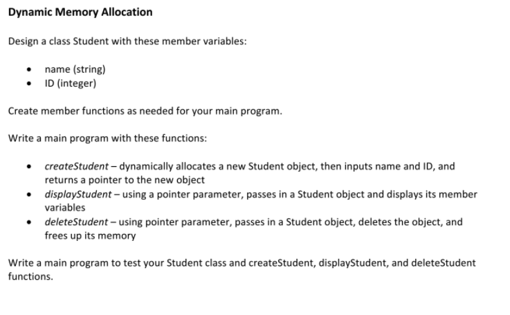 C++ programming C++ programming C++ programming C++ programming Dynamic Memory Allocation Design
