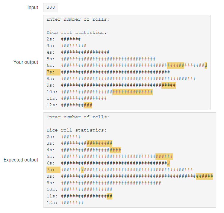displayed by printing a character like # that number of times. Two