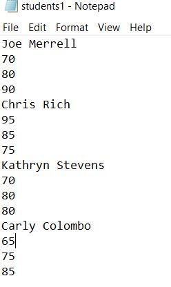 storage device and process them. For each student there are 4 records