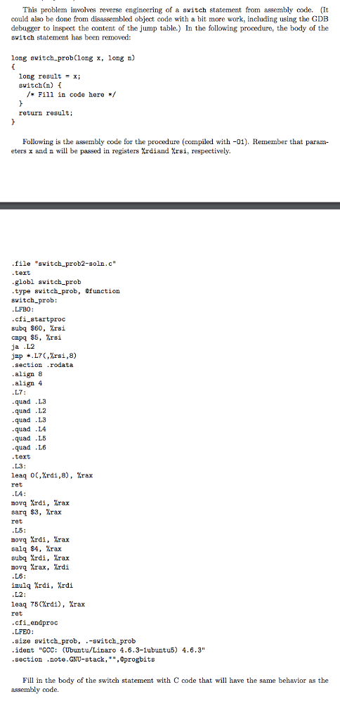 Assembly code to C This problem involves reverse engineering of a switch
