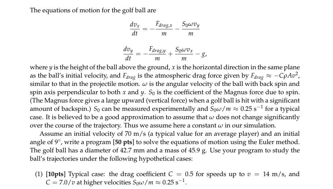 This is a question in python The equations of motion for the