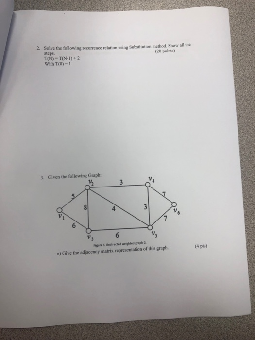  2. Sol ve the following recurrence relation using Substitution method. Show
