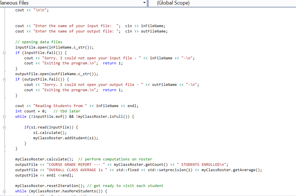 file. Each student should be stored in a Student object. This program