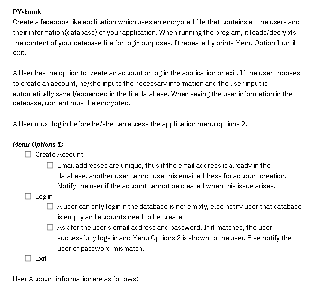 Use python as programming language PYsbook Create a facebook like application which