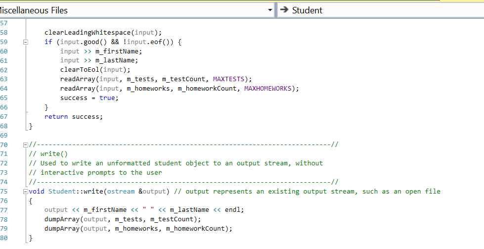 operations on this new version of StudentList that were required for assignment