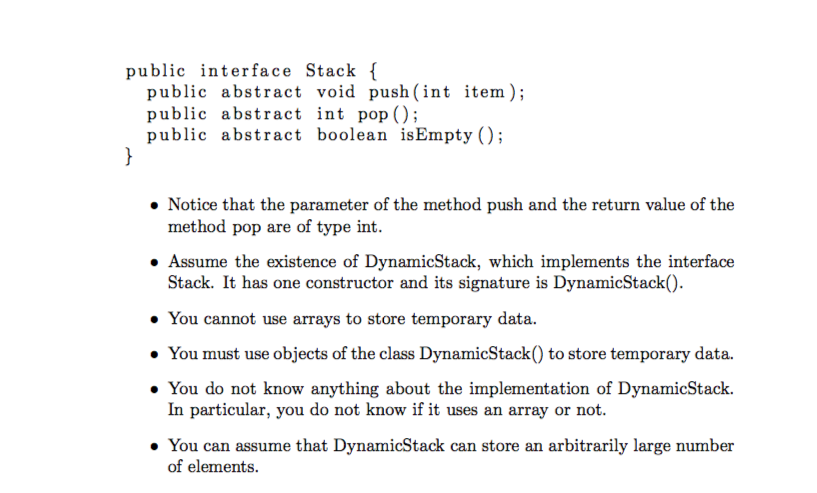 (static) method boolean isSkipped (Stack s1, Stack s2) . The method isSkipped