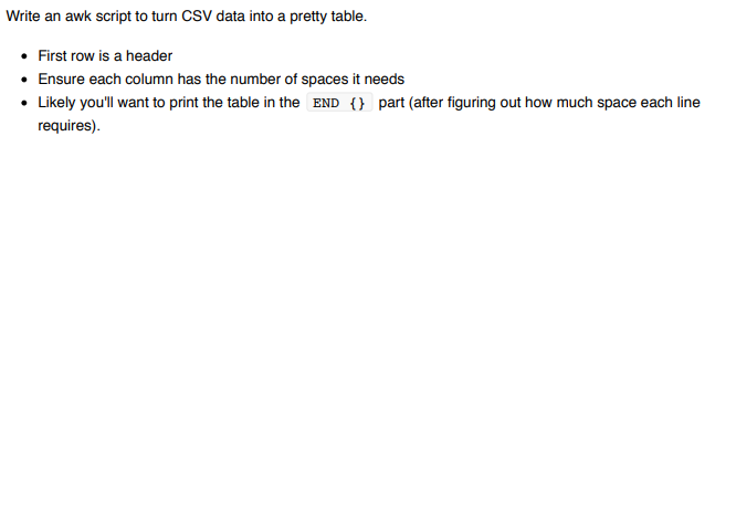 Using Linux and awk, please match the output in the example. Write