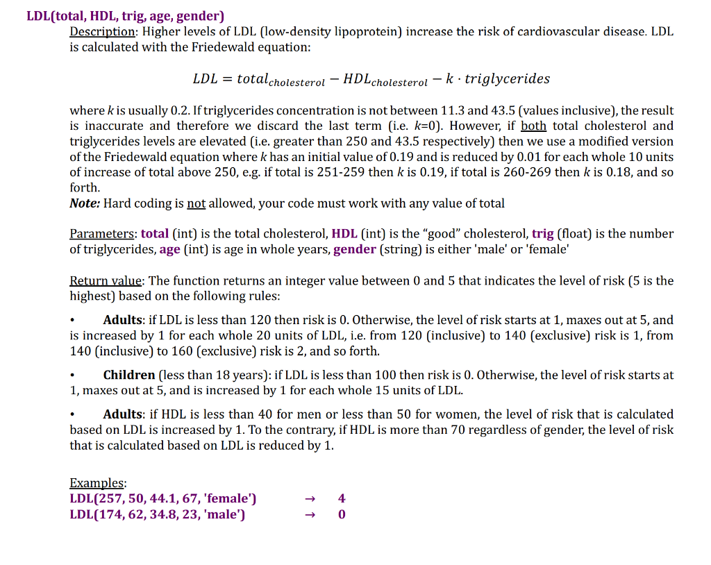 the functions you must implement: blood pressure(systolic, diastolic) Description: Blood pressure is