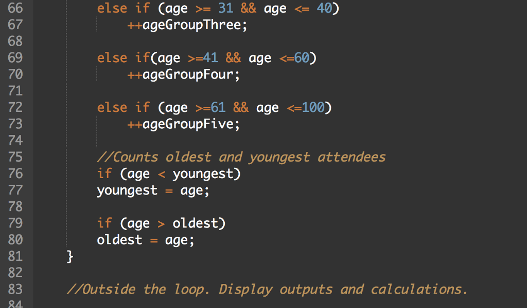get these two counters right. Here is my code: Here is my