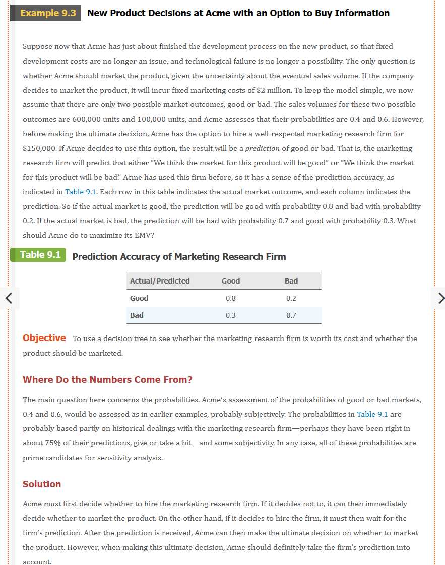  The model in Example 9.3 has only two market outcomes, good