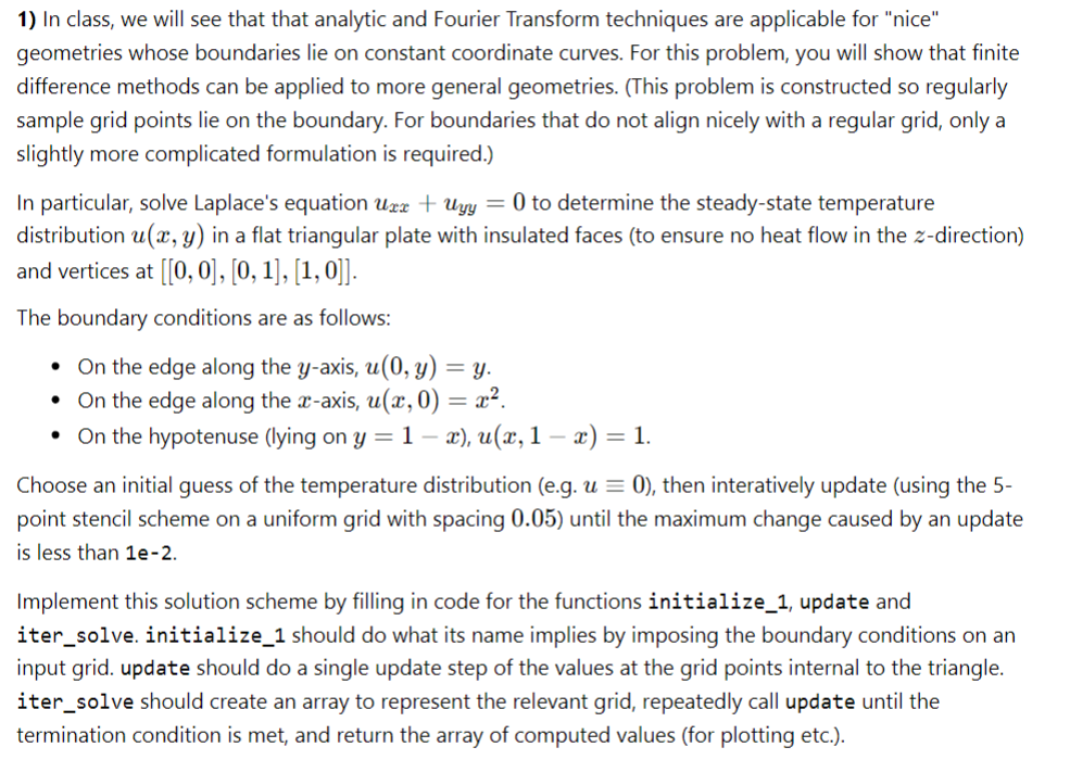  def initialize_1(u, h): ''' Initialize an array to account for BCs