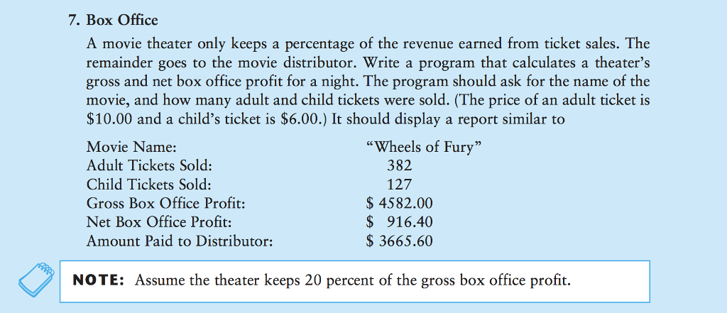 please insert it as cpp or the full code 7. Box Office