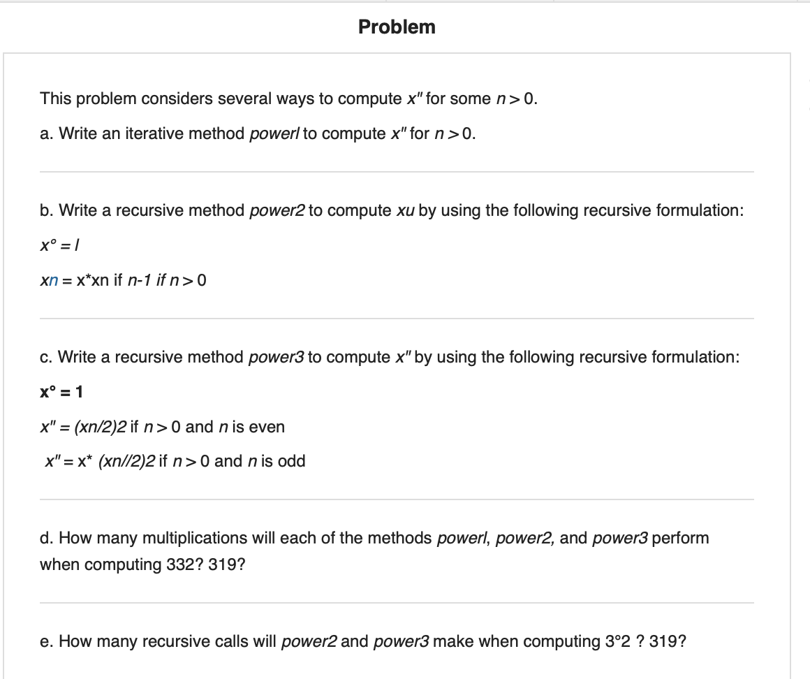 I NEED THIS IN JAVA PROGRAMMING CODE!!!!! THANKS Problem This problem considers