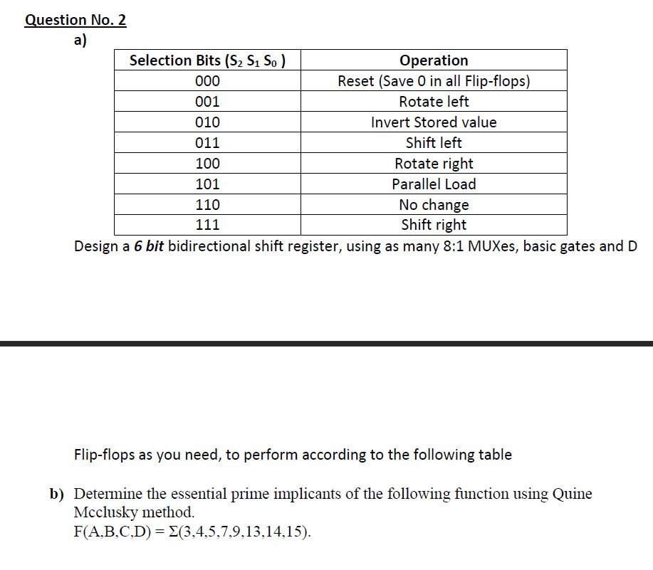  Design a 6 bit bidirectional shift register, using as many 8: