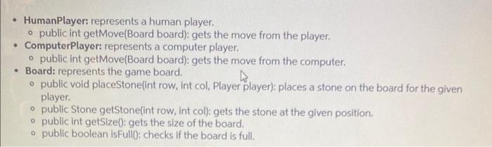 the methods and classes. i just need the human player, computer player,