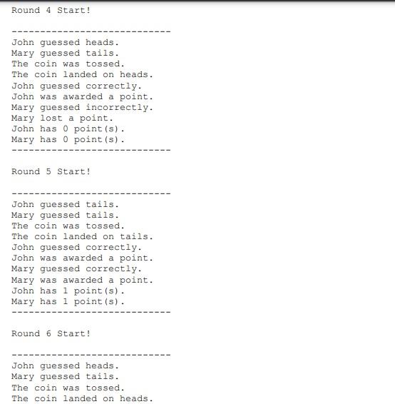 of the coin that is facing up. The Coin class should have