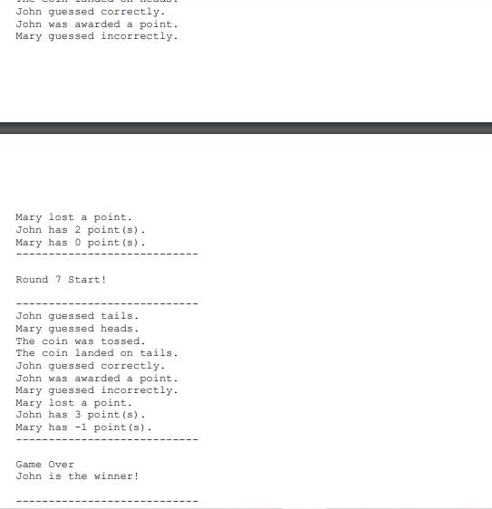 the following methods: A no-arg constructor that randomly determines the side of