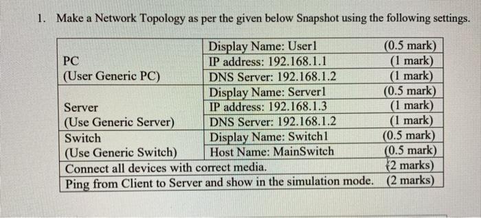  using Cisco Packet Tracer program. 1. Make a Network Topology as
