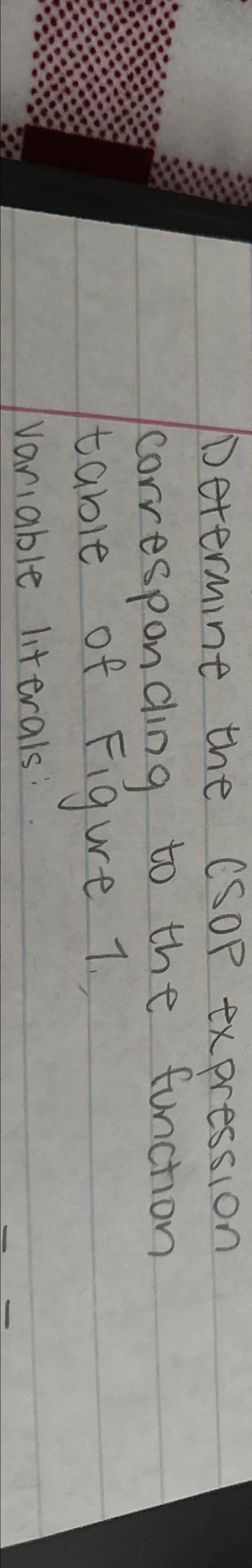  Determine the Csop expression corresponding to the function table of Figure