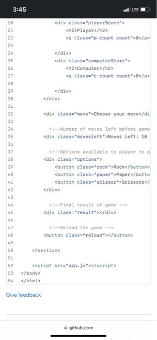 scissors kinldy Give feedback github.com Function to start playing game ayerOptions. forEach(option