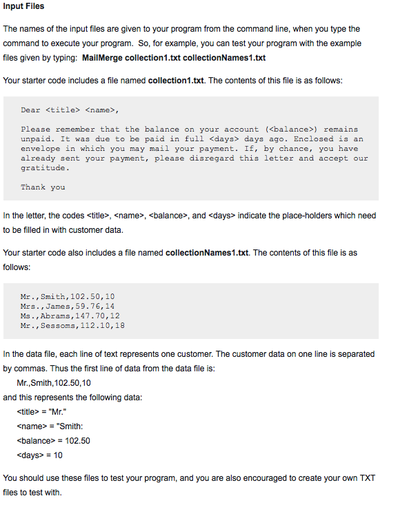 your program starts, it will be given the name of letter file