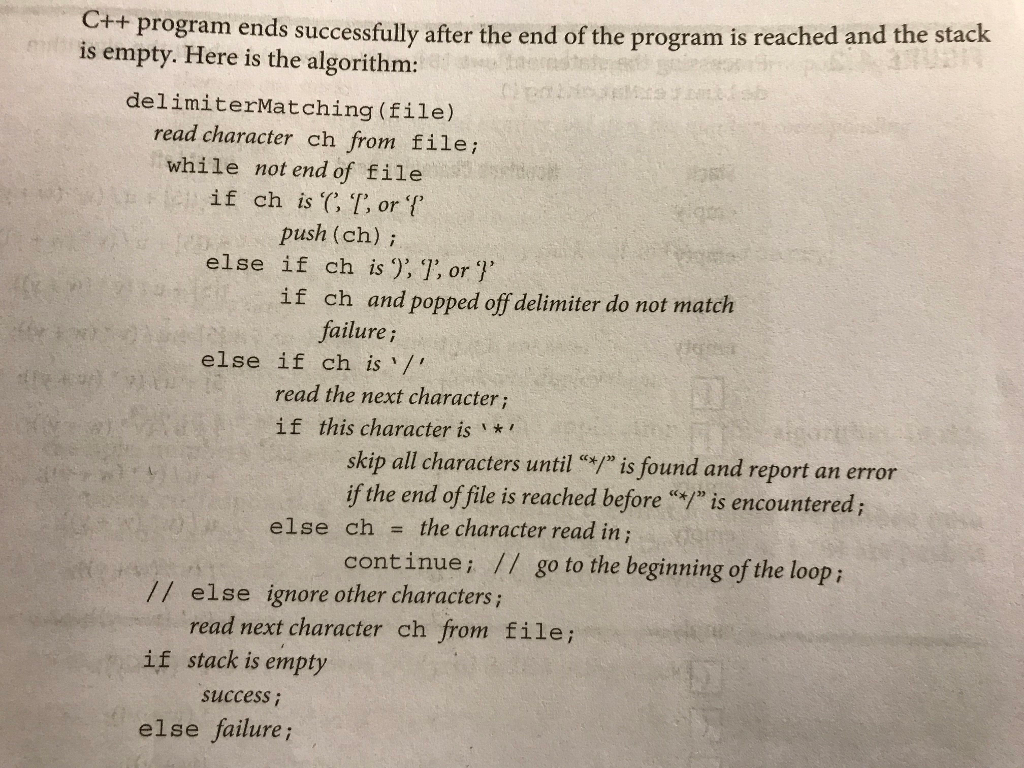 Write the code to check for balanced parenthesis in a C++ program.