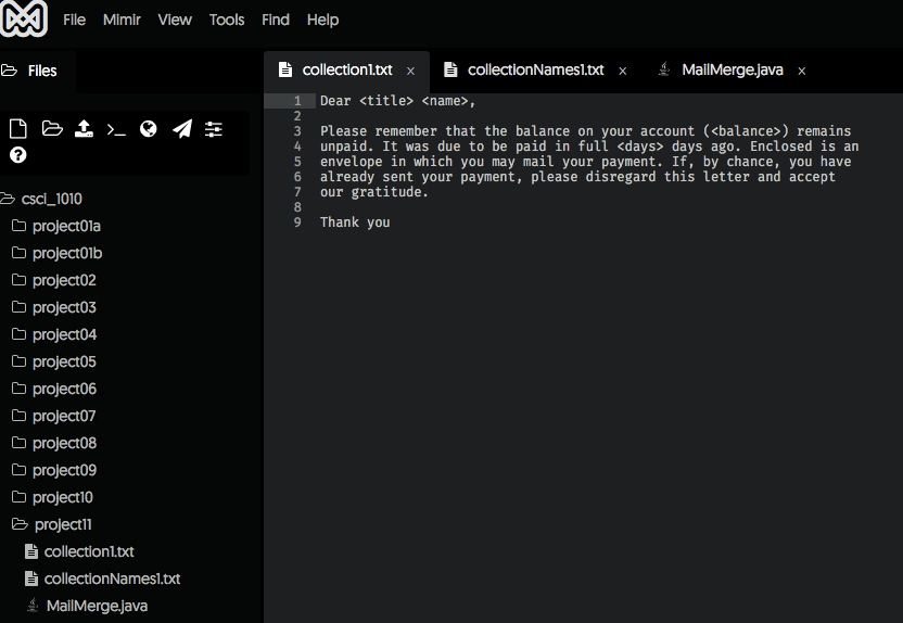 program should create one output file for each line of data in