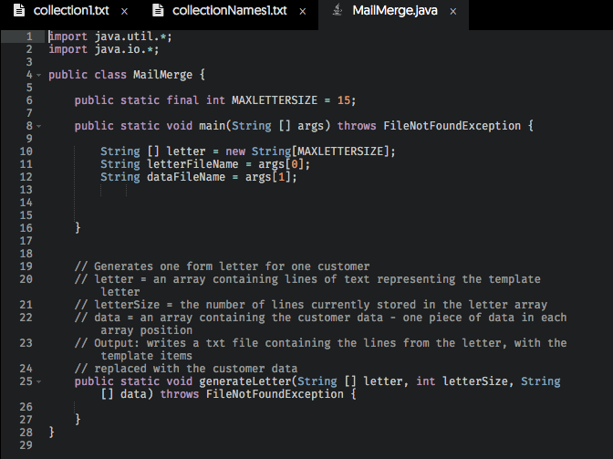 data in the data file, then your program should create 3 output