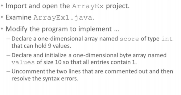  //------------------------------------ArrayEx1.java---------------------------------------> public class ArrayEx1 { public static void main(String args[]) {